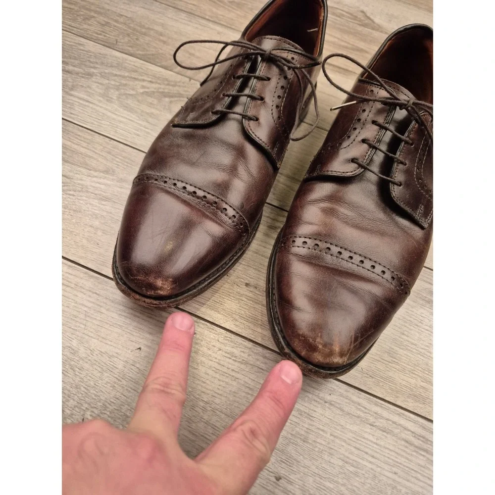 Allen Edmonds Fifth Avenue Brown‎ Leather Cap Toe Brogue Derby Shoes Mens 10.5 D